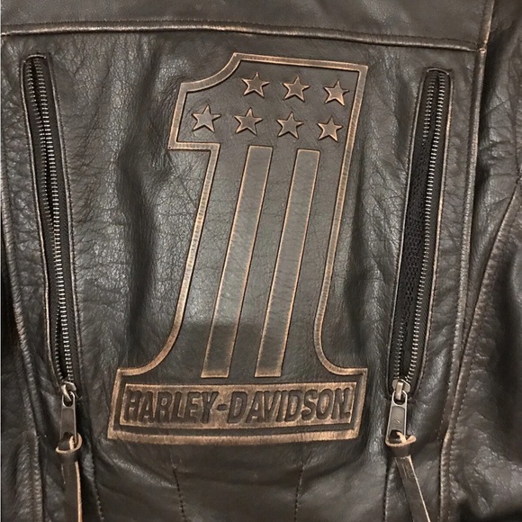 Vintage Harley Davidson Priscella Embossed #1 Works Jacket Coat Rare find - Picture 3 of 6